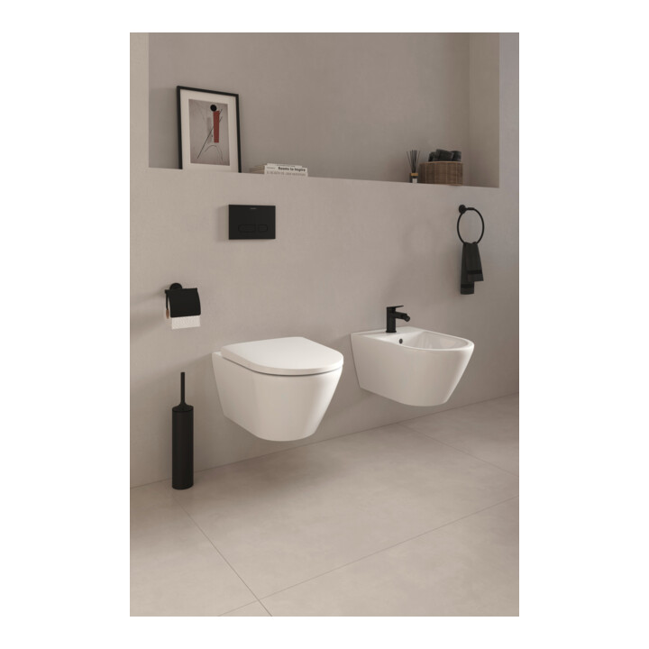 Duravit Mitigeur monocommande bidet Wave, bec 128 mm, tirette, noir mat