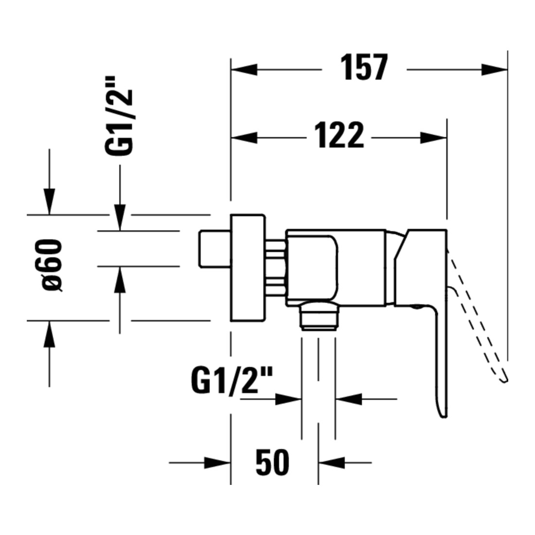 Duravit Mitigeur monocommande D-Code AP, système céramique, noir mat