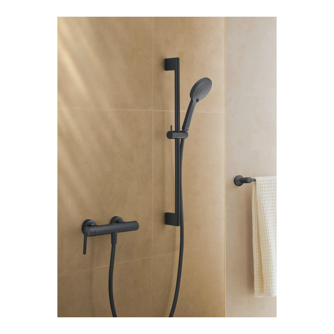 Duravit Mitigeur monocommande douche Balcoon AP, anti-retour, mural, noir mat