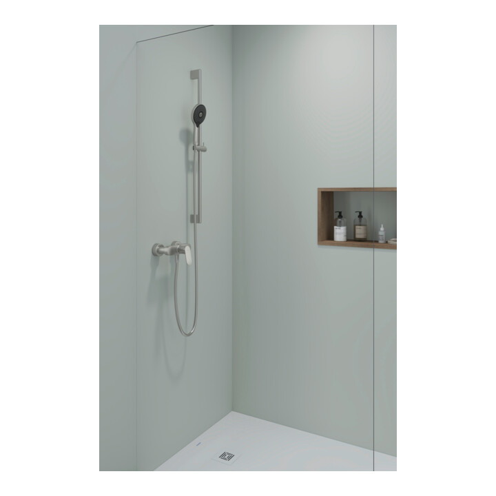 Duravit Mitigeur monocommande douche Wave AP, acier inoxydable brossé