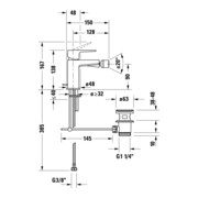 Duravit Mitigeur monocommande pour bidet Manhattan, projection 128 mm, noir mat-3