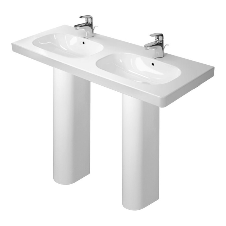 Duravit Möbel-Doppelwaschtisch D-Code 120x49cm, m Hahnl., ÜL, Hahnloch, weiß