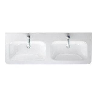 Duravit Möbel-Doppelwaschtisch DuraStyle 130x48cm, 2 HL, m ÜL, Hahnlochbank, weiß