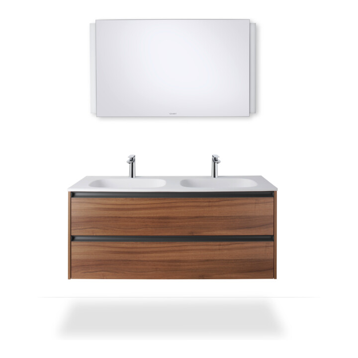 Duravit Möbel-Doppelwaschtisch DuroCast Plus Sivida 129x48,5cm, m Hahnloch, Weiß Seidenmatt