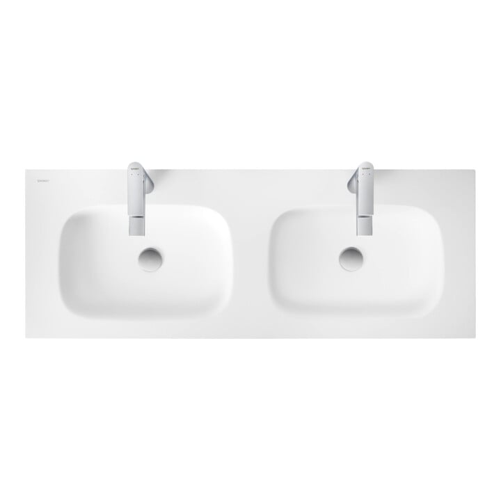 Duravit Möbel-Doppelwaschtisch DuroCast Plus Sivida 129x48,5cm, m Hahnloch, Weiß Seidenmatt
