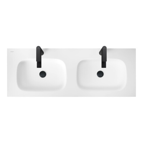 Duravit Möbel-Doppelwaschtisch DuroCast Plus Sivida 129x48,5cm, m Hahnloch, Weiß Seidenmatt