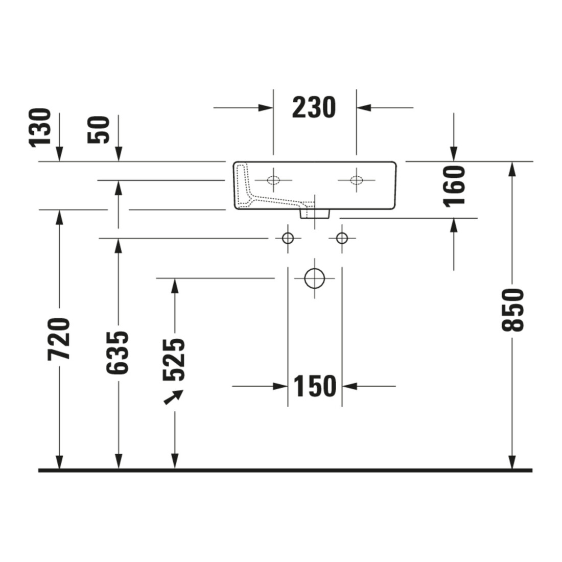 Duravit Möbel-Handwaschbecken Vero Med 45x35cm, m HL, o. ÜL, m HLB, weiß