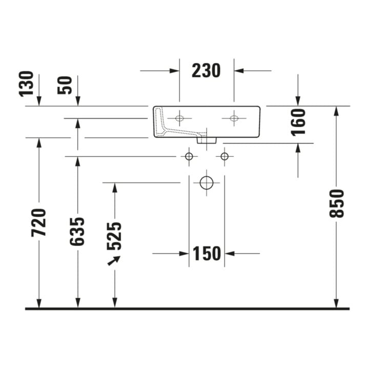 Duravit Möbel-Handwaschbecken Vero Med 45x35cm, m HL, o. ÜL, m HLB, weiß