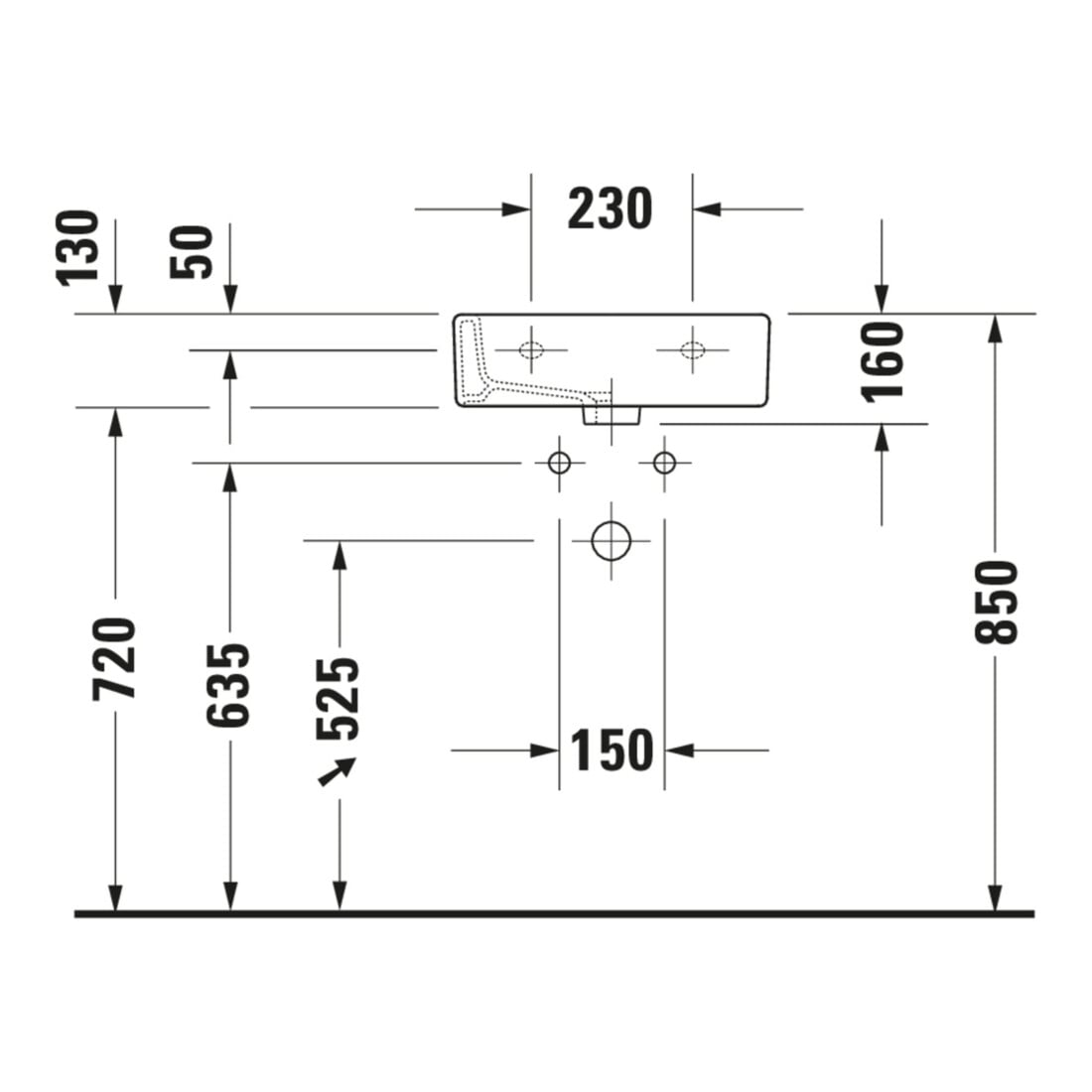 Duravit Möbel-Handwaschbecken Vero Med 45x35cm, m HL, o. ÜL, m HLB, weiß