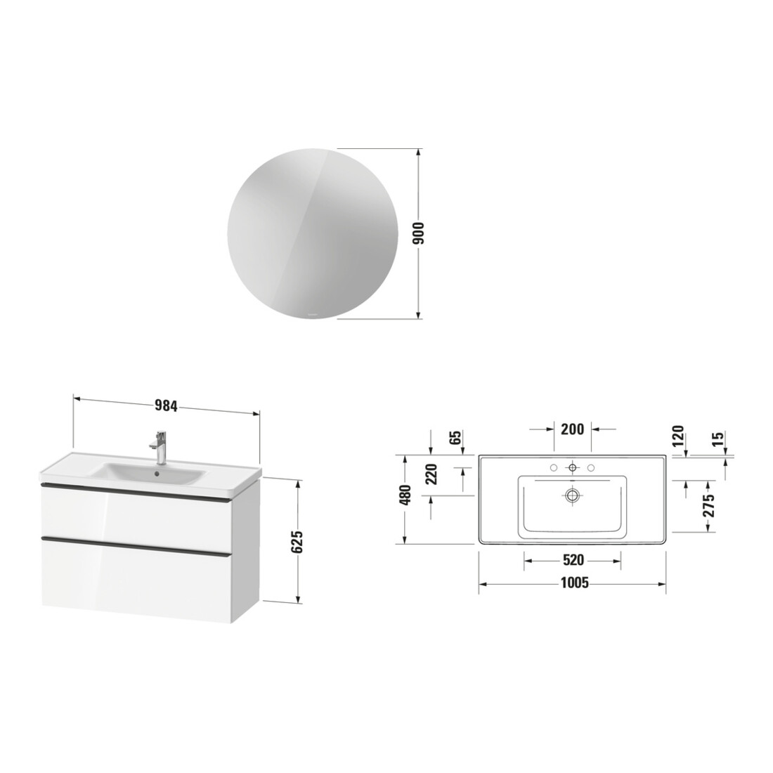 Duravit Möbel-Set D-Neo 1005mm, Eiche schwarz