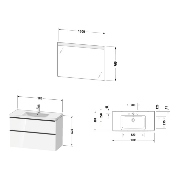 Duravit Möbel-Set D-Neo 1005mm, Eiche schwarz