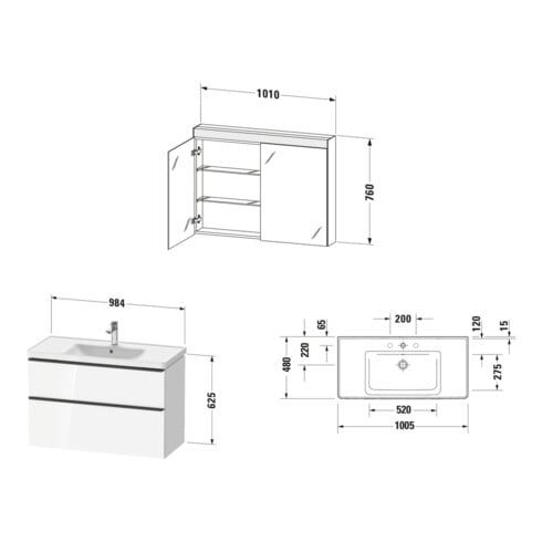 Duravit Möbel-Set D-Neo 1005mm, Eiche schwarz