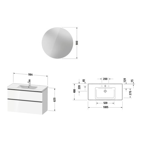 Duravit Möbel-Set D-Neo 1005mm, Graphit Matt