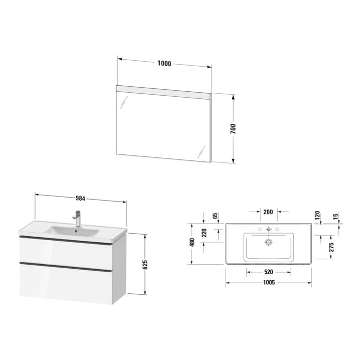 Duravit Möbel-Set D-Neo 1005mm, Weiß Matt