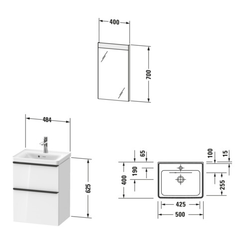 Duravit Möbel-Set D-Neo 50x40cm, WT,WTU, 1SBK, SP, Graphit matt