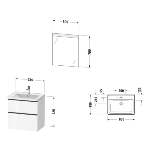 Duravit Möbel-Set D-Neo 650mm, Eiche schwarz