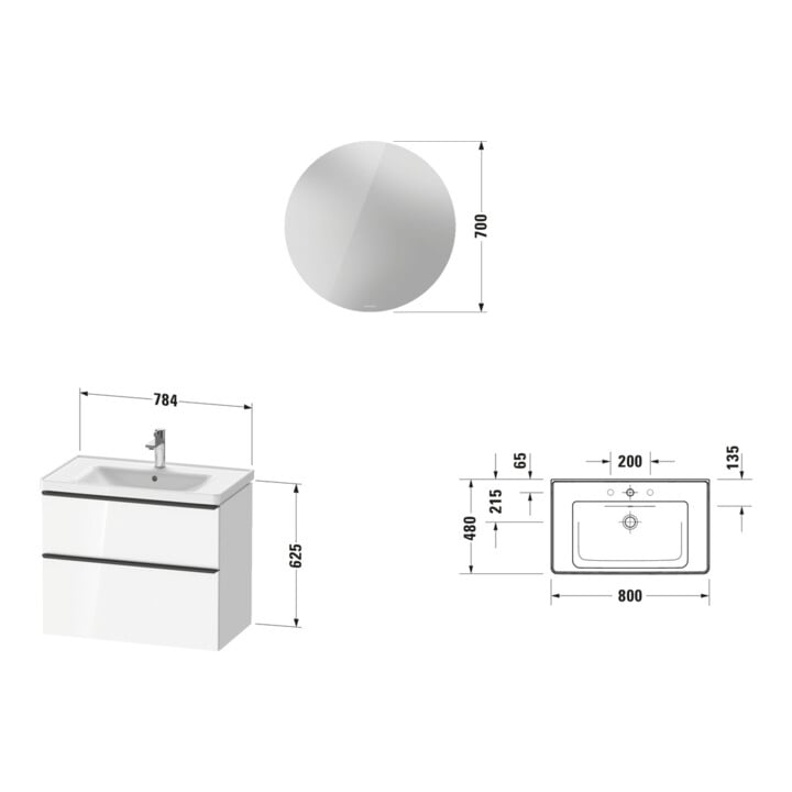 Duravit Möbel-Set D-Neo 800mm, Eiche schwarz
