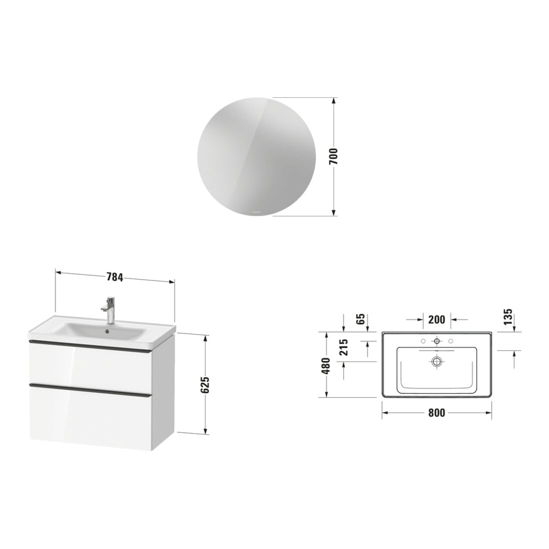 Duravit Möbel-Set D-Neo 800mm, Eiche schwarz