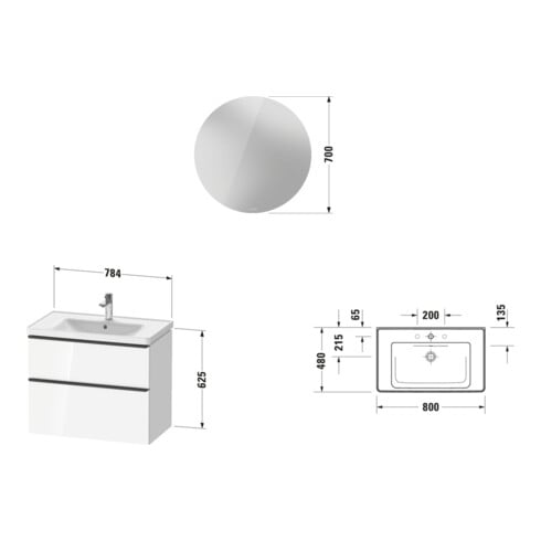 Duravit Möbel-Set D-Neo 800mm, weiß Hochglanz