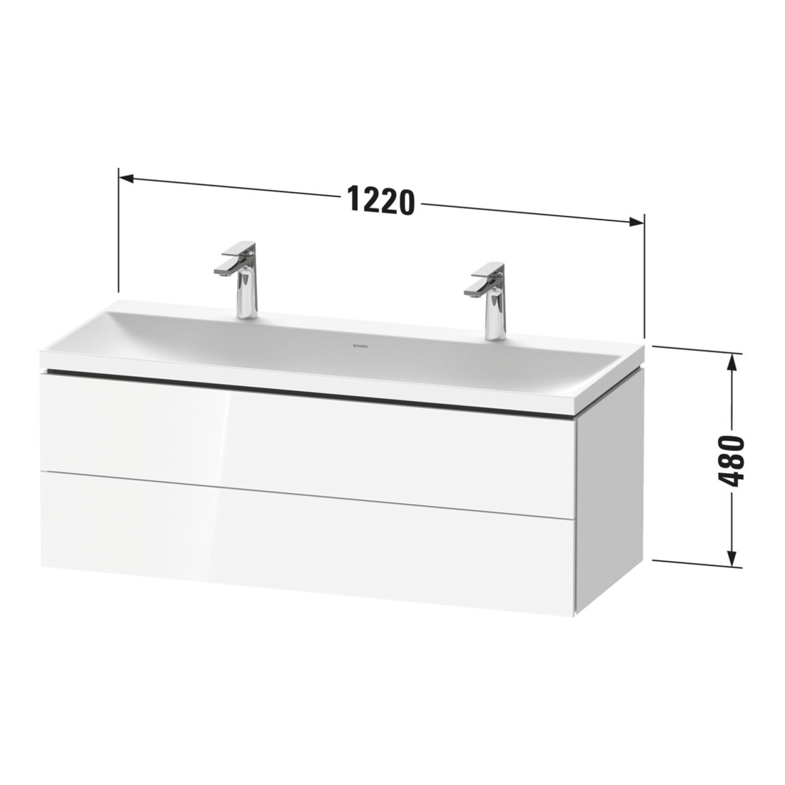 Duravit Möbel-Set L-Cube 120x48x48cm, m 2 HL, 2 Schub., Ei sw