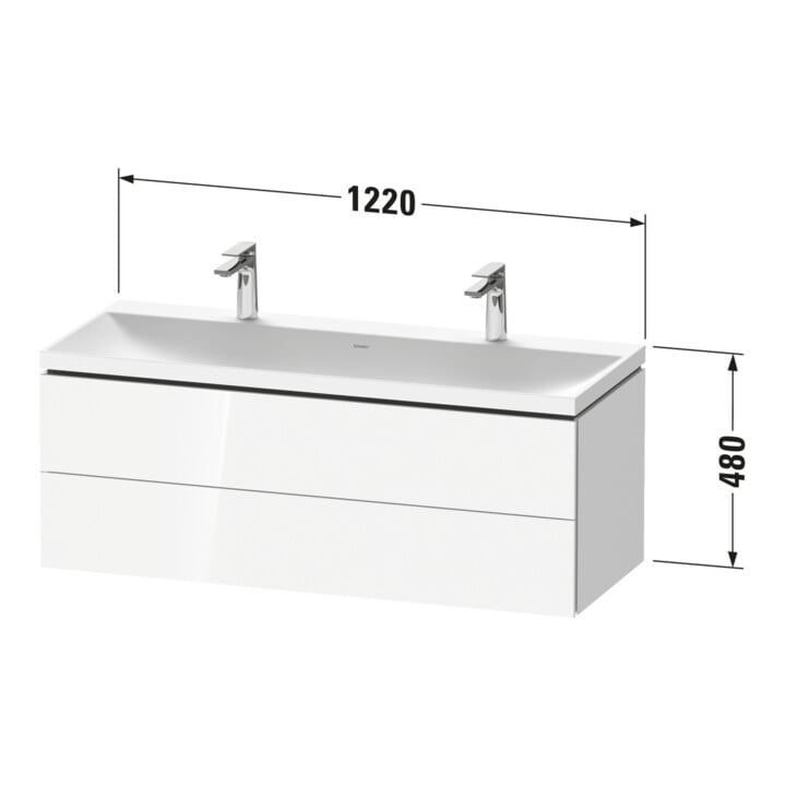 Duravit Möbel-Set L-Cube 120x48x48cm, m 2 HL, 2 Schub., med. Ei
