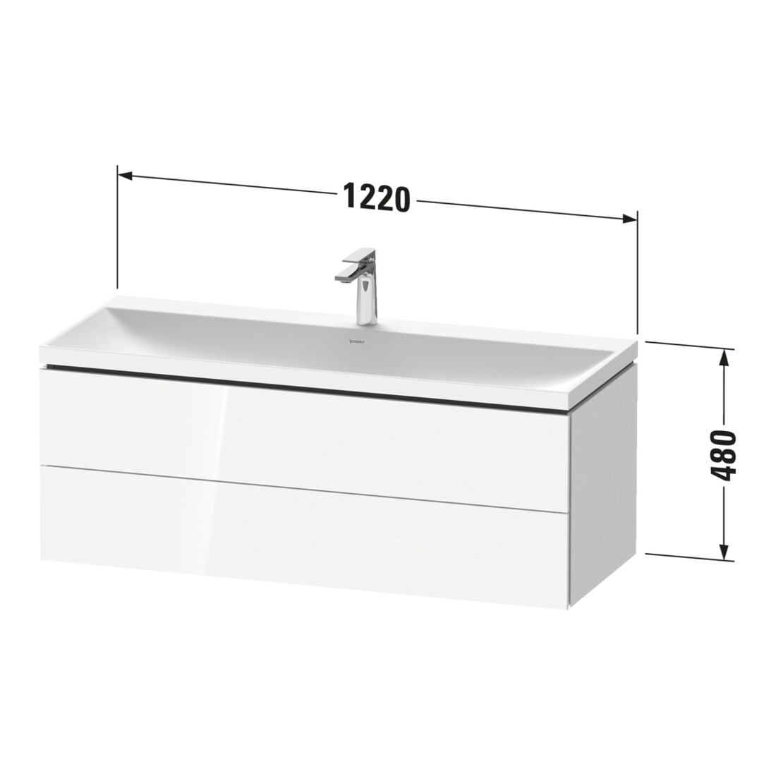 Duravit Möbel-Set L-Cube 120x48x48cm, m HL, E dkl. geb., 2 Schub.