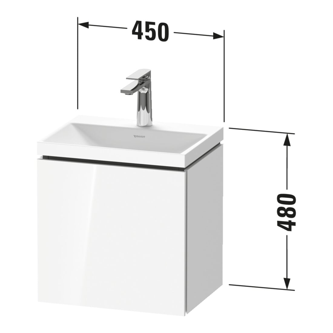 Duravit Möbel-Set L-Cube 45x35x48cm, 1 Tür, An R, m HL, bas. ma