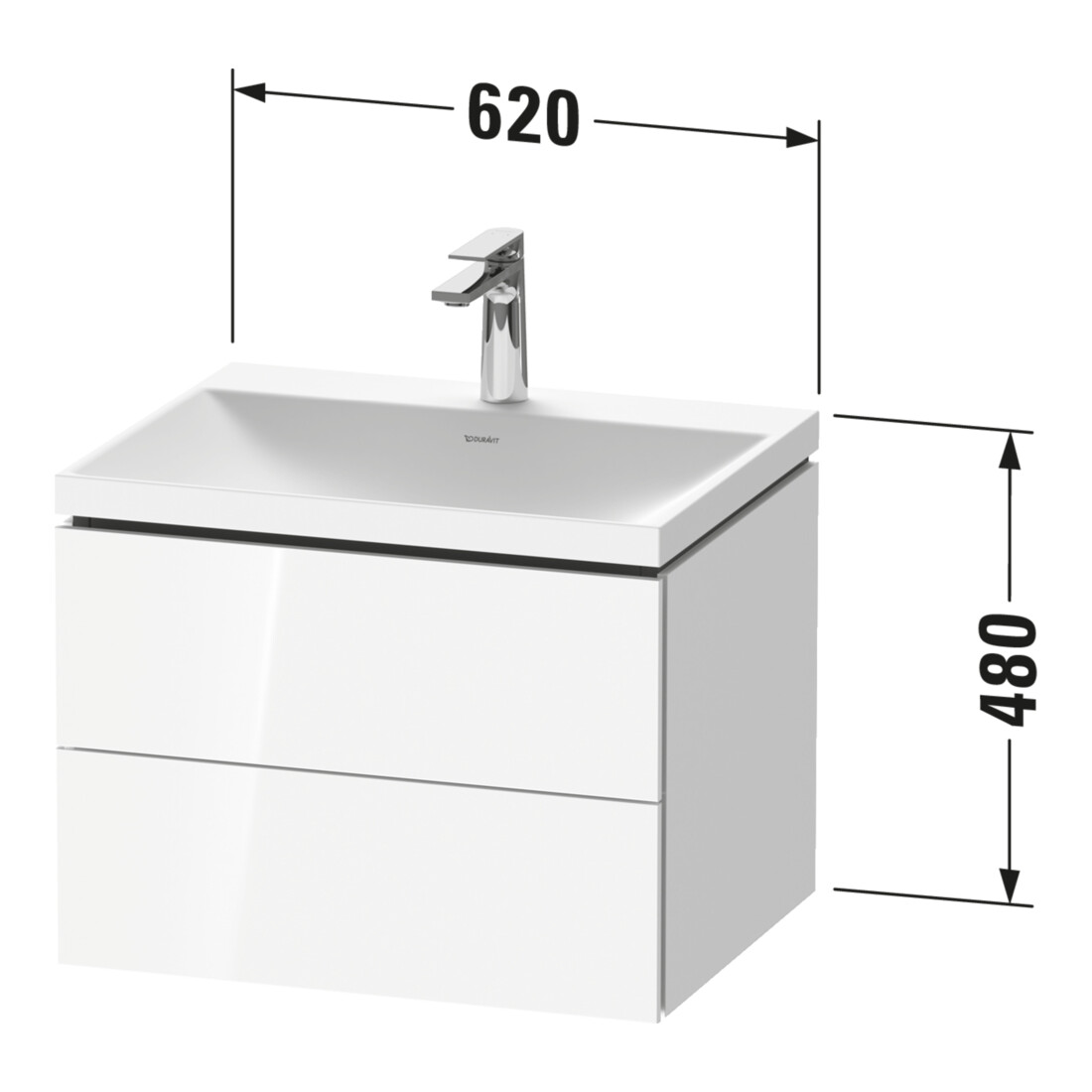 Duravit Möbel-Set L-Cube 60x48x48cm, o. Hahnl., we. ma, 2 Schub.