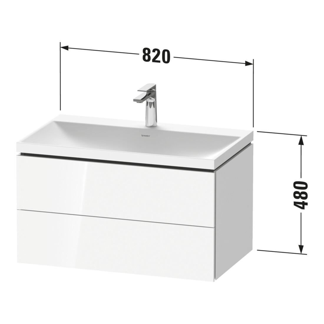 Duravit Möbel-Set L-Cube 80x48x48cm, m Hahnl., graph ma, 2 Schub.