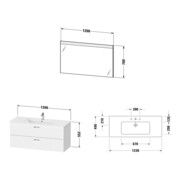 Duravit Möbel-Set XBase 2 Schubkästen, 123cm, Eiche natur-3