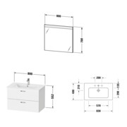 Duravit Möbel-Set XBase 2 Schubkästen, 83cm, Eiche natur-3