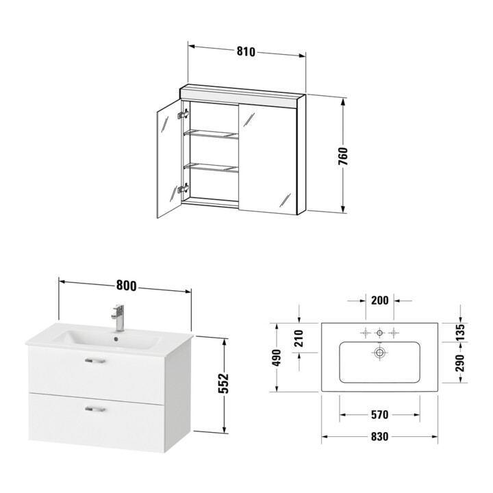 Duravit Möbel-Set XBase 83cm, Nussbaum dunkel