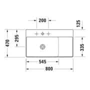Duravit Möbelwaschtisch asy geschli. DuraSquare 80x47cm, o Ü, m HLB, Beck. li, o. HL, we-5