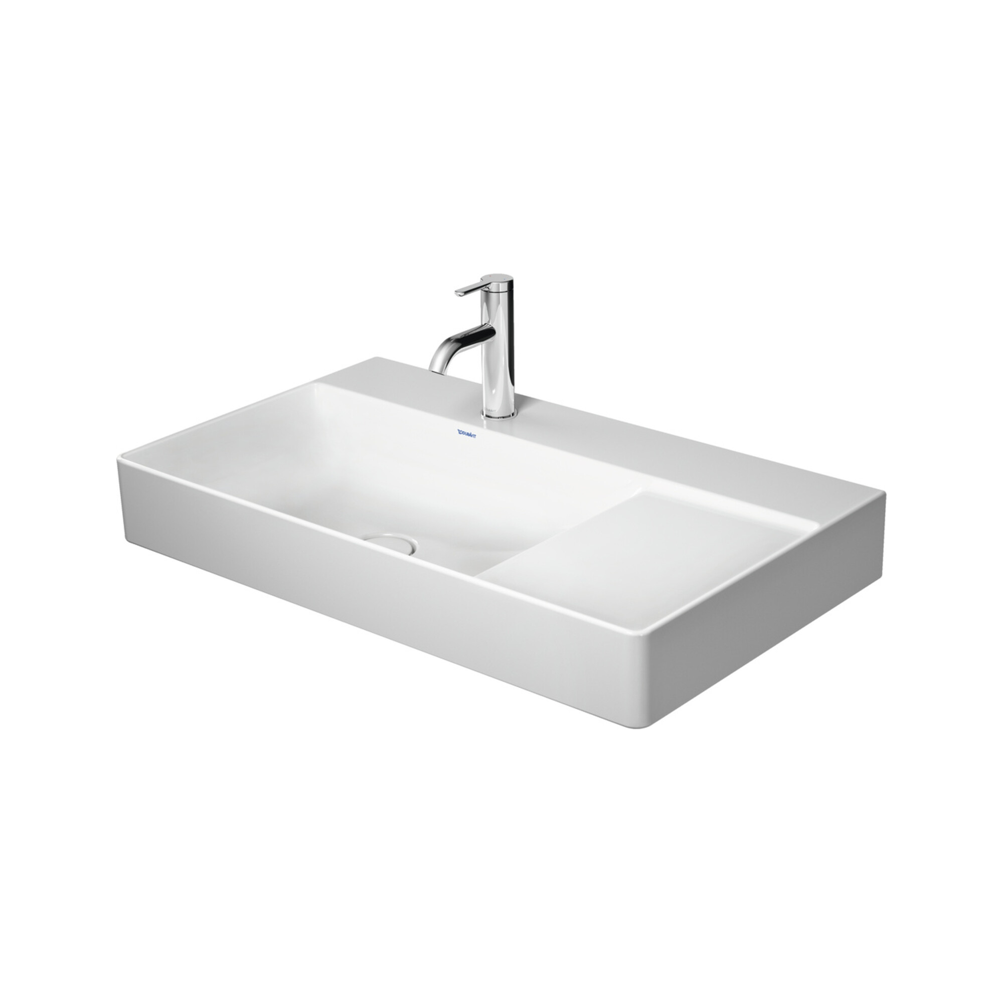 Duravit Möbelwaschtisch asymmetrisch DuraSquare 80x47cm, o Ü, m HLB, Beck. li, o. HL, we