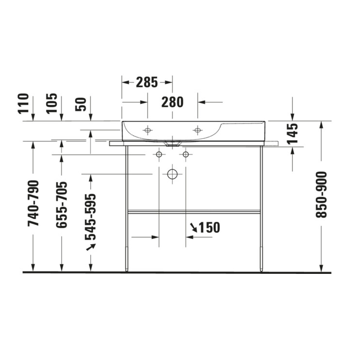 Duravit Möbelwaschtisch asymmetrisch DuraSquare 80x47cm, o Ü, m HLB, Beck. li, o. HL, we