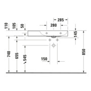Duravit Möbelwaschtisch asymmetrisch DuraSquare 80x47cm, o Ü, m HLB, Beck. re, o. HL, we-4