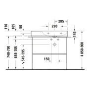 Duravit Möbelwaschtisch asymmetrisch DuraSquare 80x47cm, o Ü, m HLB, Beck. re, o. HL, we-5