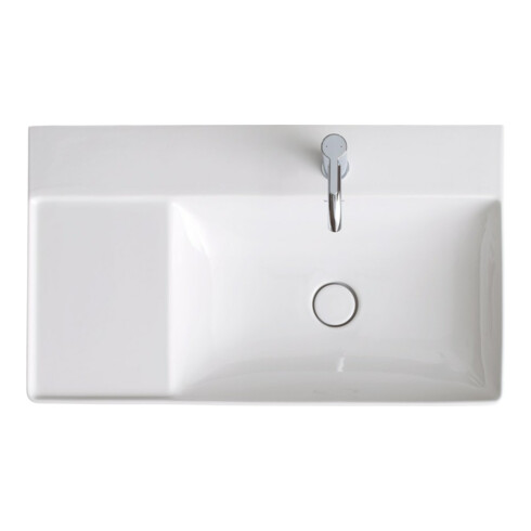 Duravit Möbelwaschtisch asymmetrisch DuraSquare 80x47cm, o ÜL, m HLB, Beck. re, 1 HL, we