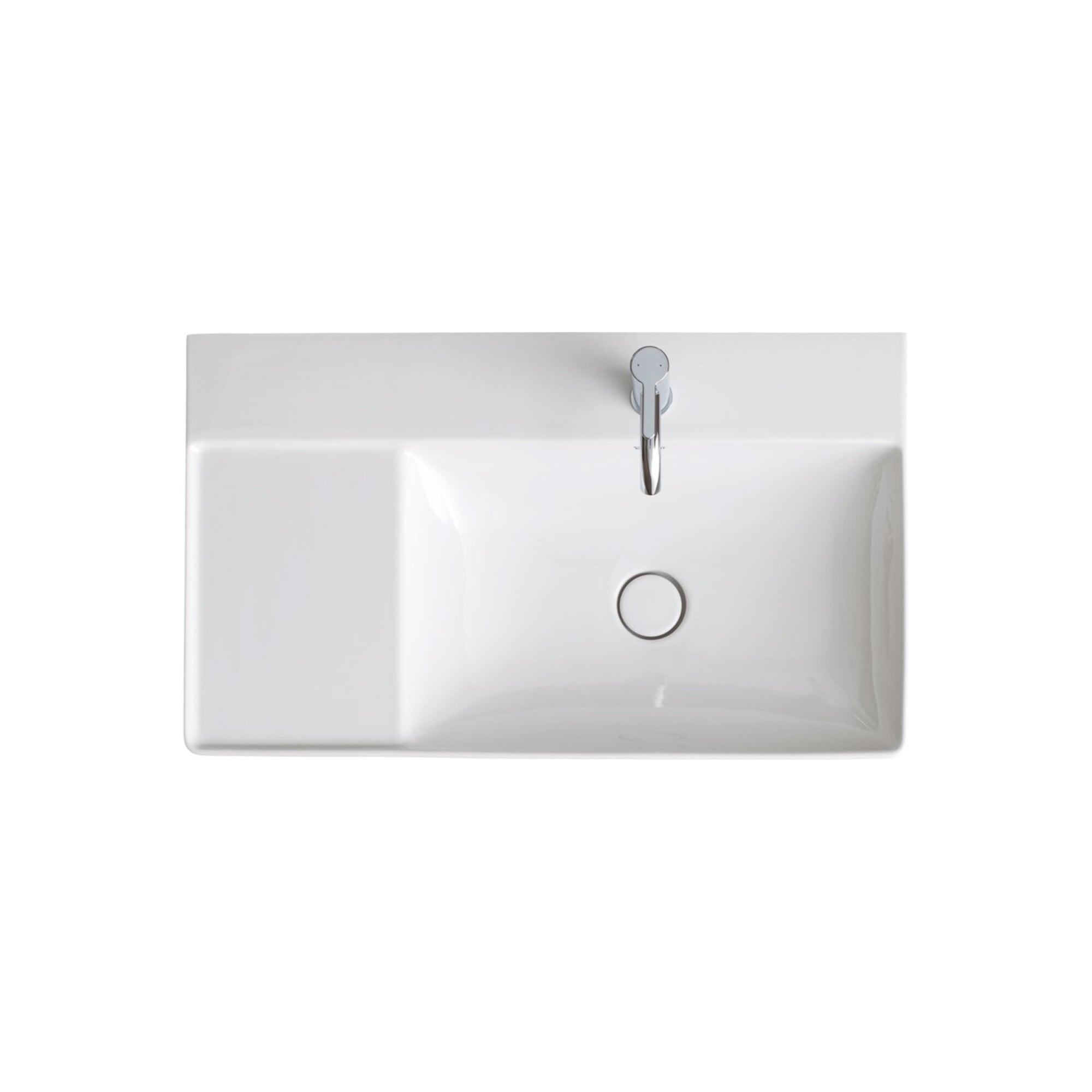 Duravit Möbelwaschtisch asymmetrisch DuraSquare 80x47cm, o ÜL, m HLB, Beck. re, 1 HL, we