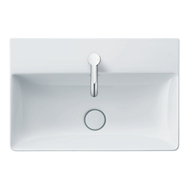 Duravit Möbelwaschtisch Com, DuraSquare geschli. 60x40cm, o. ÜL, m HLB, 1 Hahnloch, weiß