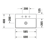 Duravit Möbelwaschtisch Com, DuraSquare geschli. 60x40cm, o. ÜL, m HLB, o. Hahnloch, weiß-5