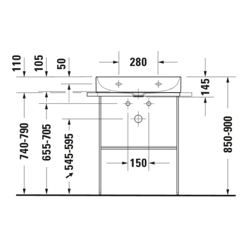 Duravit Möbelwaschtisch Compact DuraSquare 60x40cm, o. ÜL, m HLB, o. Hahnloch, weiß