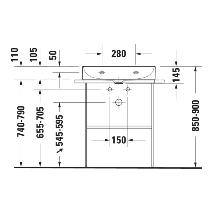 Duravit Möbelwaschtisch Compact DuraSquare 60x40cm, o. ÜL, m HLB, o. Hahnloch, weiß