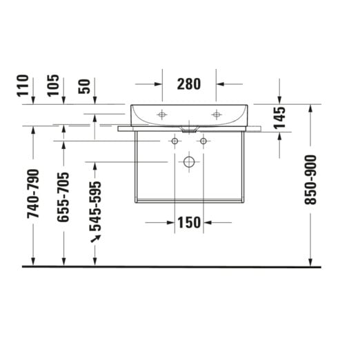 Duravit Möbelwaschtisch Compact DuraSquare 60x40cm, o. ÜL, m HLB, o. Hahnloch, weiß