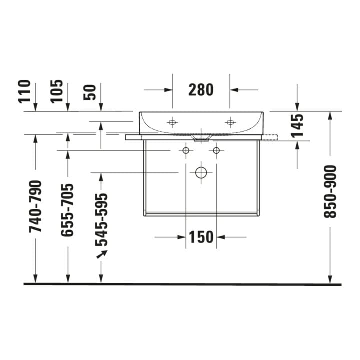 Duravit Möbelwaschtisch Compact DuraSquare 60x40cm, o. ÜL, m HLB, o. Hahnloch, weiß