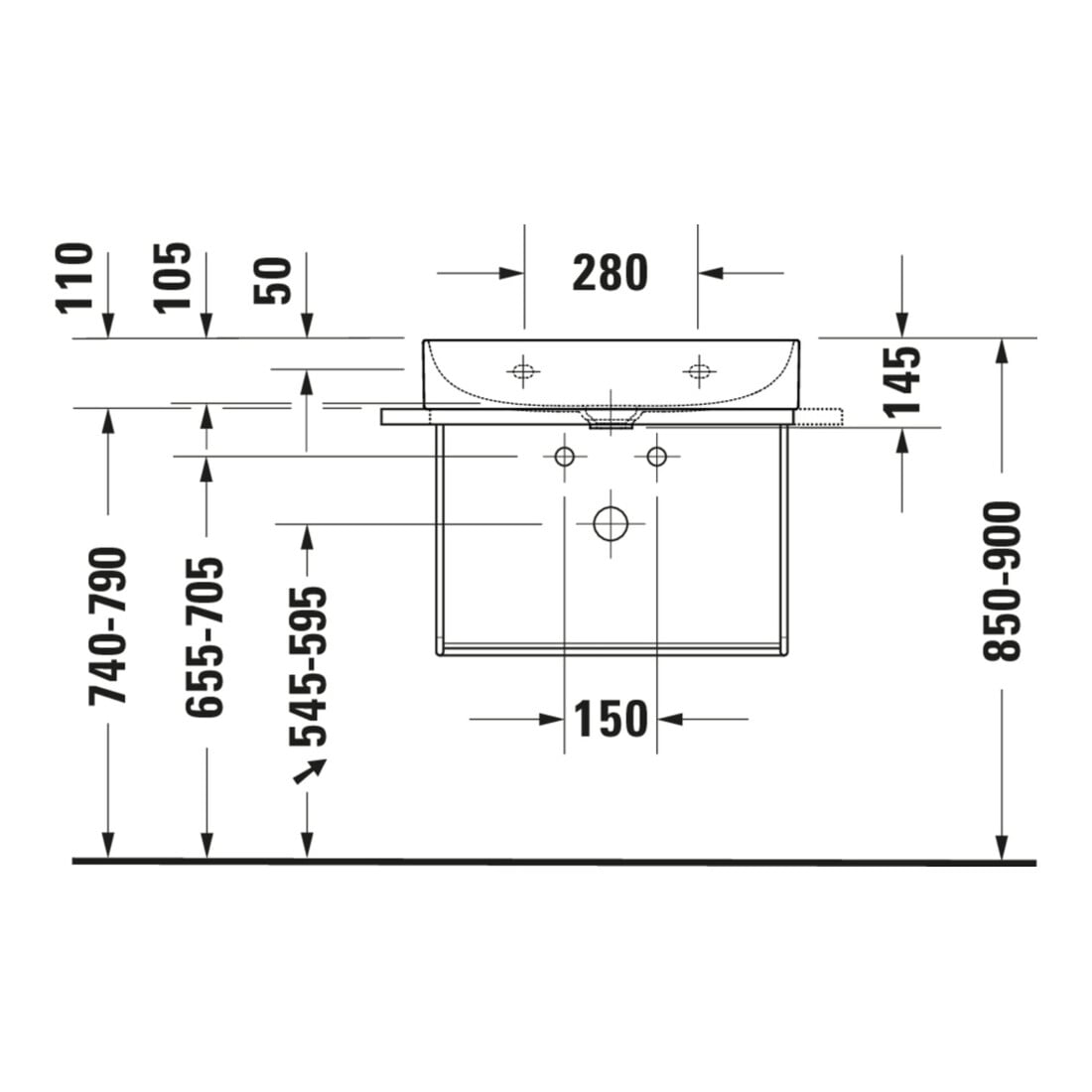 Duravit Möbelwaschtisch Compact DuraSquare 60x40cm, o. ÜL, m HLB, o. Hahnloch, weiß