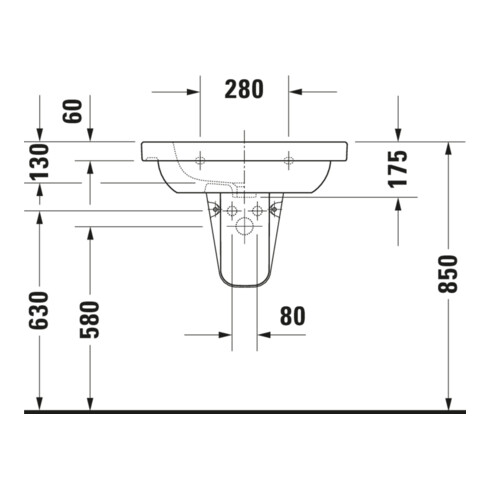 Duravit Möbelwaschtisch D-Code 65x48,5cm, m Hahnl., ÜL, Hahnloch, weiß
