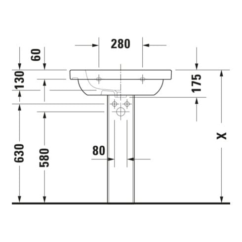 Duravit Möbelwaschtisch D-Code 65x48,5cm, m Hahnl., ÜL, Hahnloch, weiß