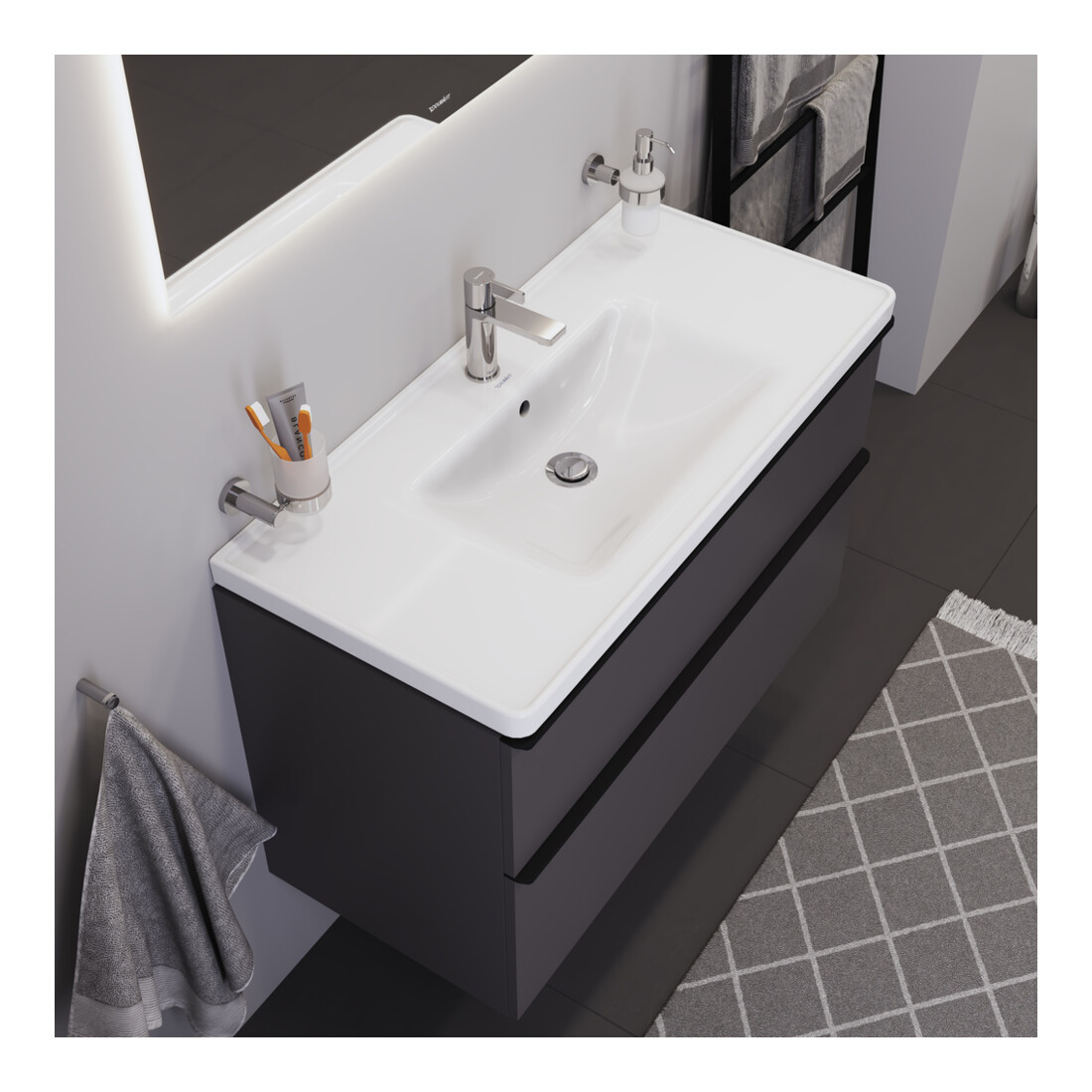 Duravit Möbelwaschtisch D-Neo 100,5x48cm, m HL, we., m ÜL, Hahnloch