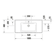 Duravit Möbelwaschtisch D-Neo 100,5x48cm, o HL, we., m ÜL, Hahnloch-2
